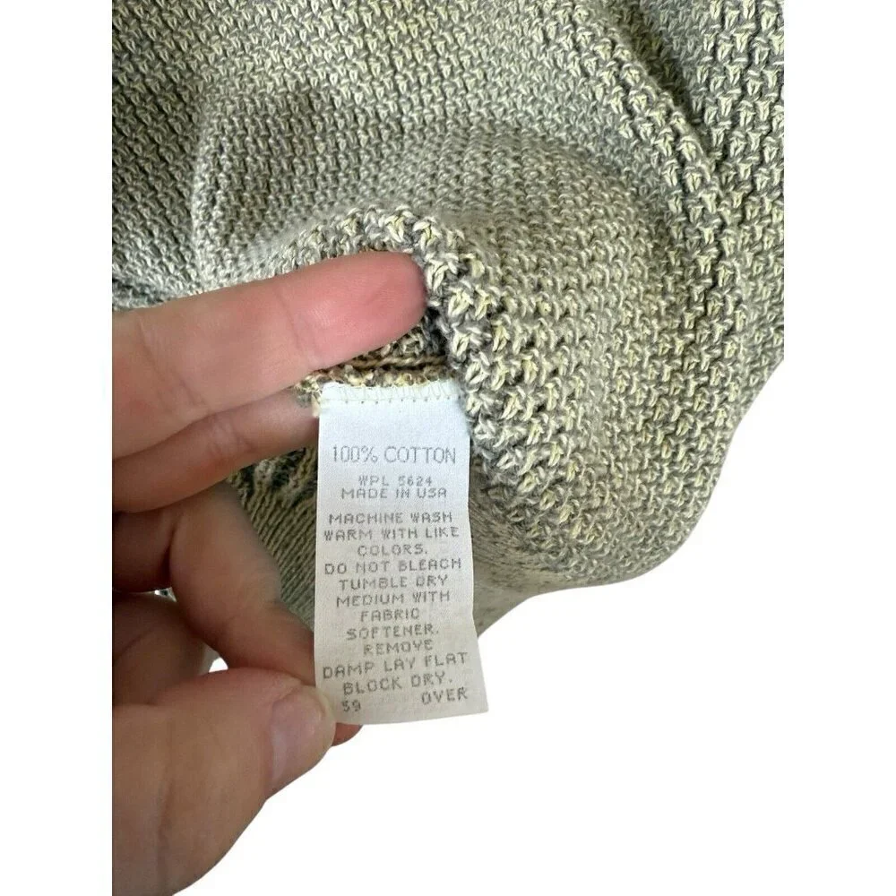 Carlyle Sweater Men's Large Green Cotton Ribbed Chunky Pullover USA La Cumbre